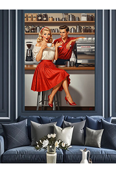 KanvasSepeti Κόκκινο φόρεμα Υψηλής ποιότητας ελαιογραφία Με υφή Καμβάς ζωγραφ...