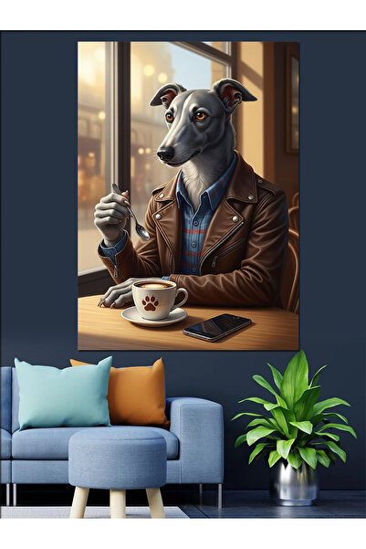 KanvasSepeti Drăguțul băutor de cafea Pictură în ulei de înaltă calitate d te...