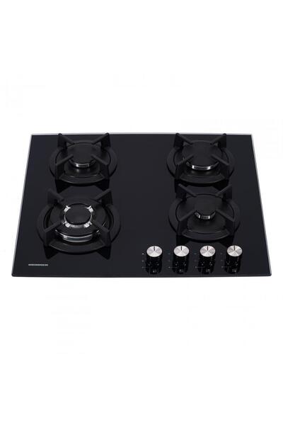 Heinner HBH-S584WI-GBK Built-in Gas Hob, 4 Burners, Electric Ignition, Cast Iron Grates, WOK, Black