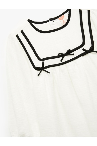 Koton Φόρεμα με μακρύ μανίκι με λεπτομέρεια από βαμβακερό φιόγκο