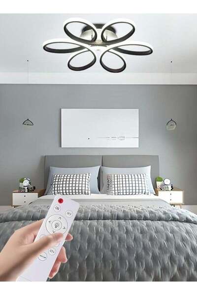 Generic Simple Modern Ceiling Lamp with LED Black Flowers for Living Room/Bedroom/Dining