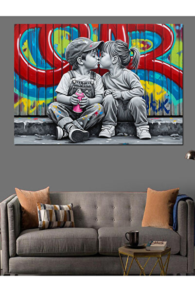 KanvasSepeti Graffiti Wall Pictură în ulei de înaltă calitate texturat Canvas...