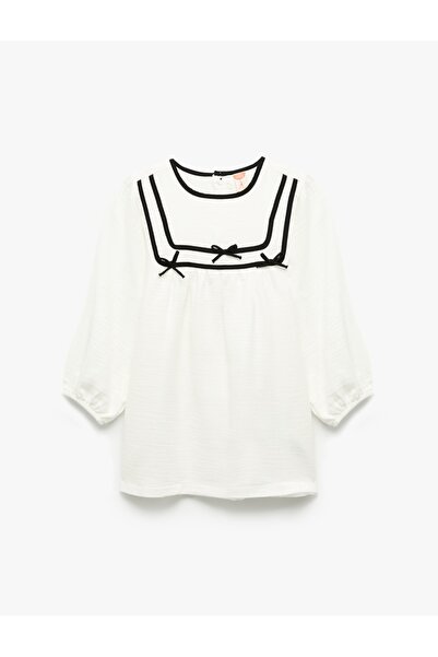 Koton Φόρεμα με μακρύ μανίκι με λεπτομέρεια από βαμβακερό φιόγκο