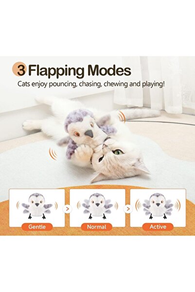 NO BRAND Cat toy flapping bird, realistic sandpiper chirping, touch sensitive toy, catnip, rechargeable