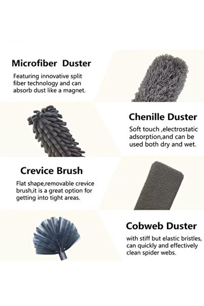 Generic Microfiber Dusting Kit (6-piece) - Washable Dusting Tools with Extendable Rod