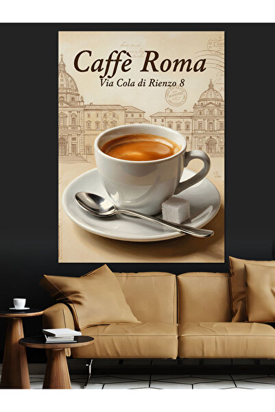 KanvasSepeti Caffe Roma Kahve Pictură în ulei de înaltă calitate texturat Pân...