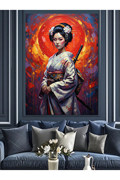 KanvasSepeti Artă japoneză Gheișă Pictură în ulei de înaltă calitate texturat...