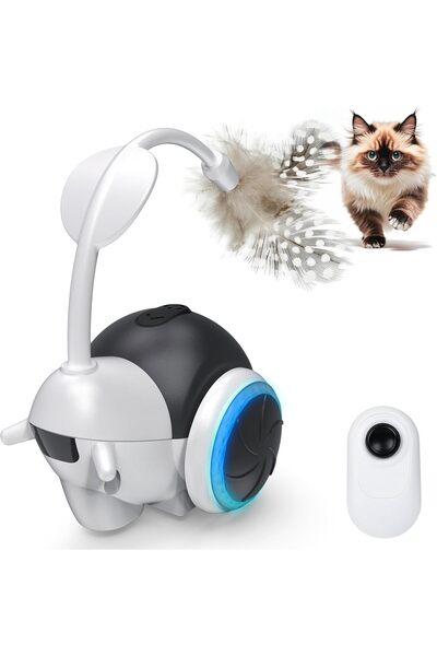 NO BRAND Indoor interactive cat toy, USB rechargeable, intelligent feather to...