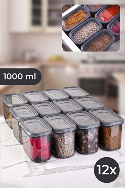 Asi Home Storage Boxes Set, 12 Pieces, AKY-1000-12 (Anthracite, Plastic)