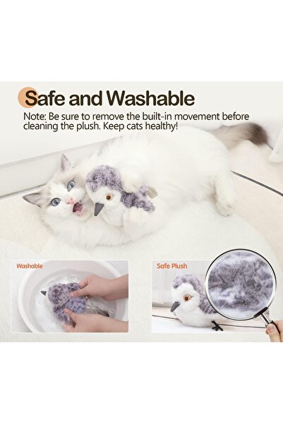 NO BRAND Cat toy flapping bird, realistic sandpiper chirping, touch sensitive toy, catnip, rechargeable