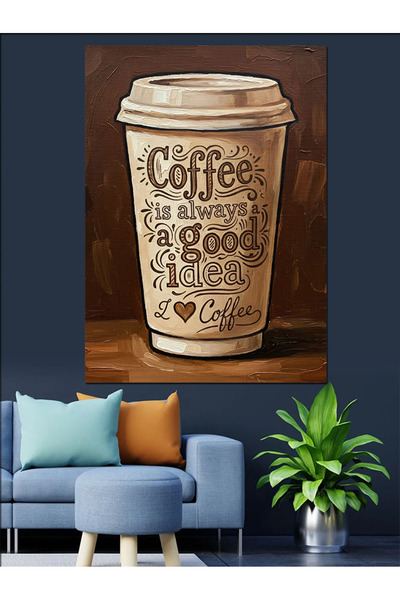 KanvasSepeti Vopsea în ulei de înaltă calitate cu boabe de cafea texturat Can...