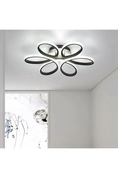Generic Simple Modern Ceiling Lamp with LED Black Flowers for Living Room/Bedroom/Dining