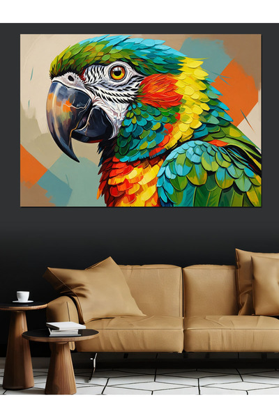 KanvasSepeti Πολύχρωμο πουλί παπαγάλος Υψηλής ποιότητας ελαιογραφία Με υφή Κα...
