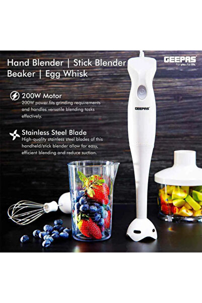 Geepas 4in1 Hand Blender GHB6144N, Beautiful Design and Stainless-Steel Blade