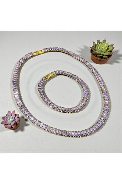 Ajoy Deco Store Viola Blocks Necklace & Bracelet Tennis Set