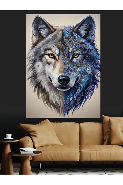 KanvasSepeti Winter Wolf Animal Pictură în ulei de înaltă calitate texturat C...