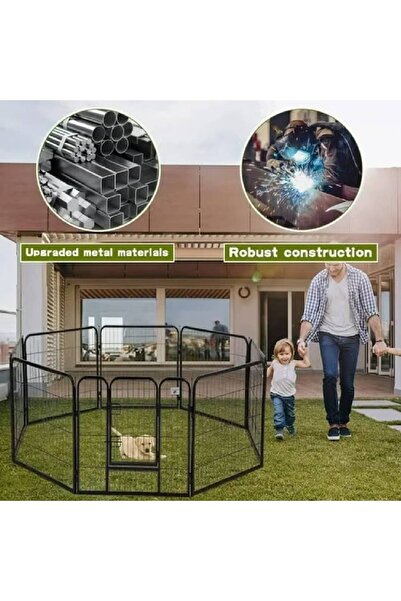 NKX Heavy Duty Luxury Open Foldable Pet Cage with and Door 8 piece of Fence