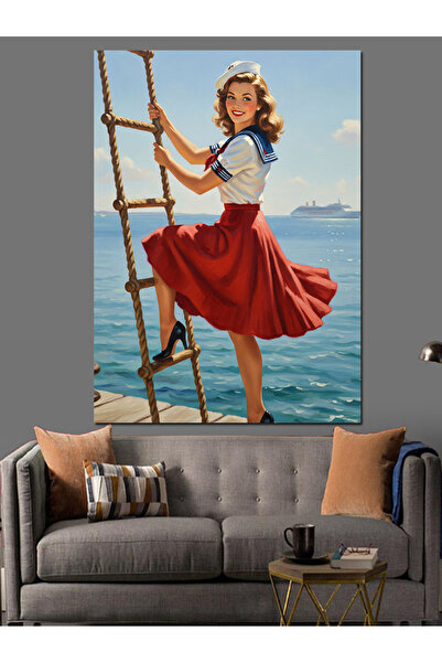 KanvasSepeti Sexy High on the Ladder Pictură în ulei de înaltă calitate textu...