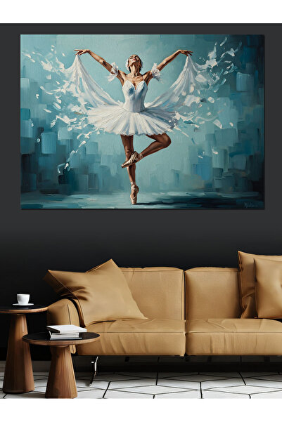 KanvasSepeti Femeie care face balet Pictură în ulei de înaltă calitate textur...