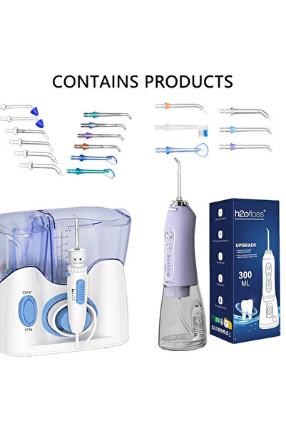 h2ofloss Water Flosser Cleaning Set - Multiple Replacement Nozzles, for Home and Travel
