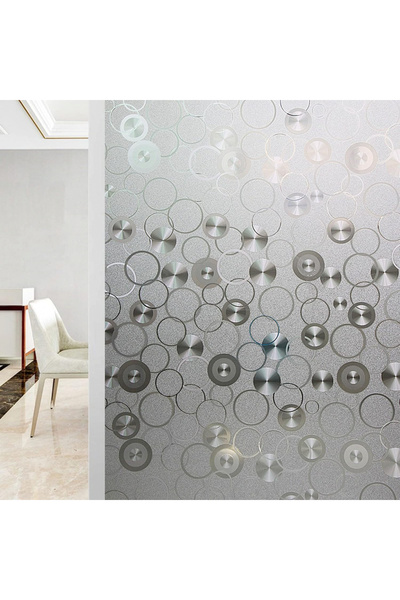 MaffStuff Folie Decorativă Geam Cercuri Metalice, Intimitate și Protecție Sol...