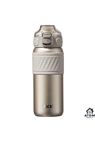 ATOM DEALS Termos din oțel inoxidabil de 500 ml, auriu șampanie, cu pereți dubli izolați în vid