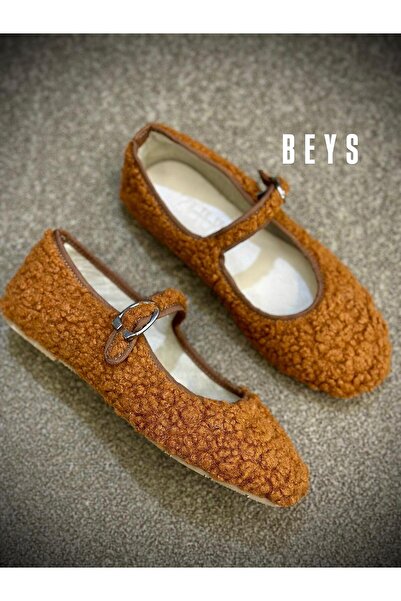 Zuum Beys Mary Jane Women's Ballerina Ballet Shoes - Red Brown Curly