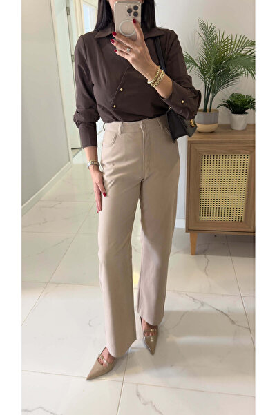 BİRCANÇİL Tetra Beige Suede Trousers