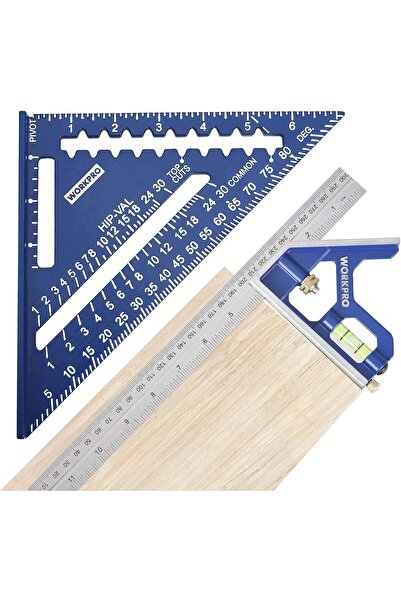 Workpro طقم مربع نجار من سبائك الألومنيوم ومسطرة من سبائك الزنك - رافدة 7 بوص...