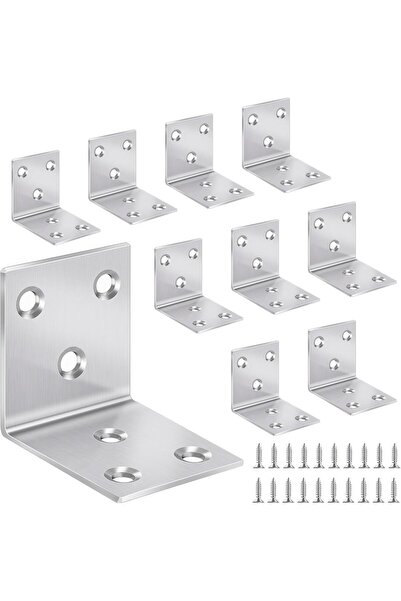 AZONEE 10 قطع 40×40×40 مم من الفولاذ المقاوم للصدأ أقواس زاوية 90 درجة مع 60 ...