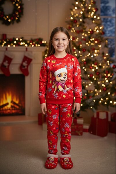 CRASSİ Unisex Christmas Suit Printed Fleece-Lined Winter