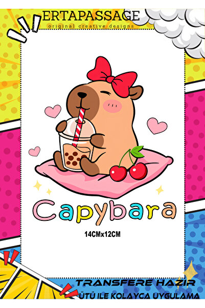 ErTaPassage CAPY BARA Ütüyle DTF Transfer Deseni Kumaş, Tişört, Çanta İçin Uygun