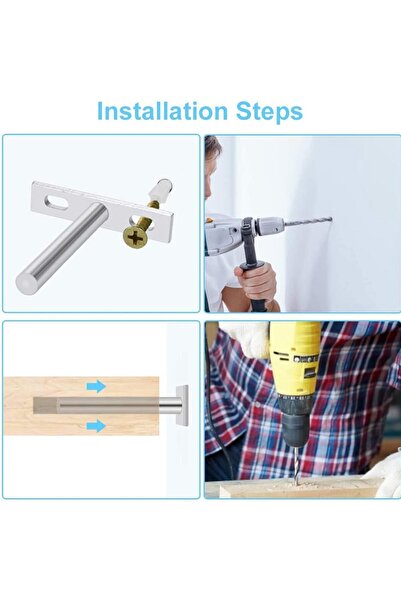 SYOSI 4 Pack 100mm Heavy Duty Hidden Floating Shelf Brackets (Silver, with 8 Screws)