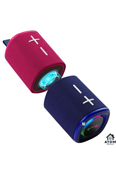 ATOM DEALS Portable Bluetooth Speaker 20W TWS IPX6 15h RGB 4000mAh (Black & Red)