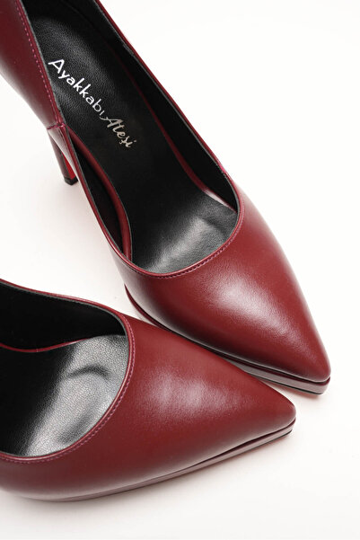 Ayakkabı Ateşi Short Platform Women's Thin Heeled Shoes Nicola Burgundy Skin