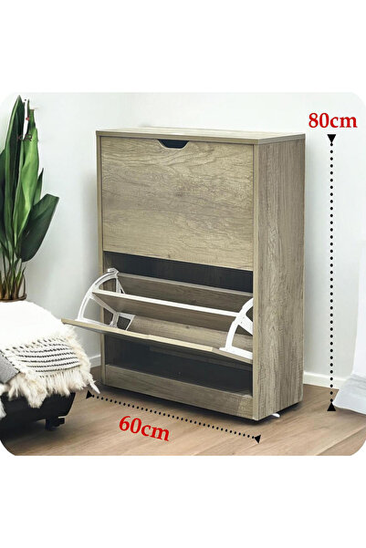 DEC39 Space-saving wooden shoe cabinet, 80 cm high