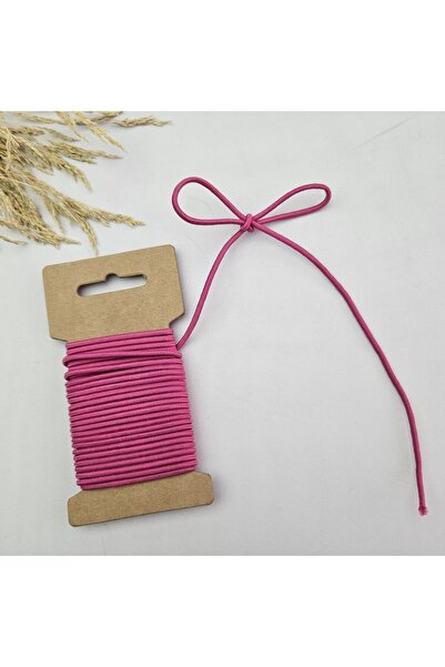 Kaf Kumaş 3 mm Yuvarlak Yumuşak Lastik İp 5 mt | Bel Paça Don Lastiği | Aksesuar Lastiği Pastel Fuşya_402