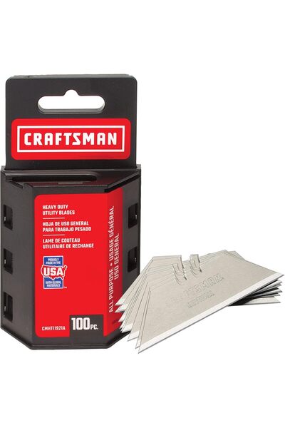 CraftSman Utility Knife Blades, 100 Pack, For Drywall, Leather, Rubber and More (CMHT11921A)