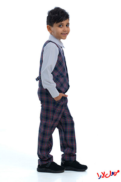 maryool lara Boys' kindergarten uniform, navy blue and yellow checkered