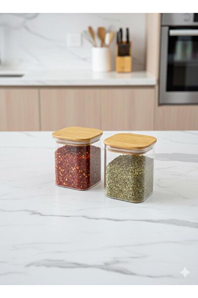 Kitchen Way 500ml Glass Jar Storage Jar with 2-Piece Gasket Bamboo Lid Shn-1163