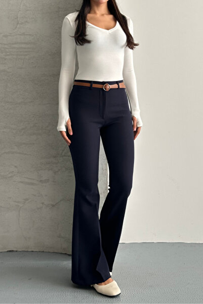 macharel jeans Women's High Waist Flared Belted Palazzo Pants