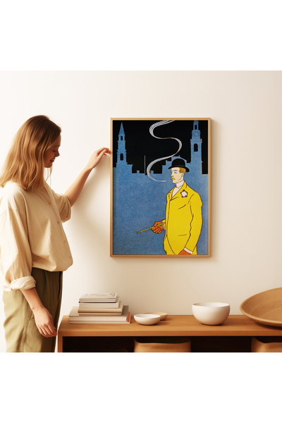 ARTHOUSECOLLECTIVE Edward Penfield Poster - Man in Yellow Suit - Unframed Poster on Canvas Print Dimensions