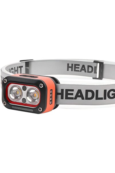 EXCEFORE Rechargeable Headlamp — White/Red/Warm Light, IPX4, 5 Modes, Motion Sensor