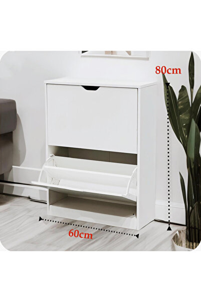 DEC39 Space-saving wooden shoe cabinet, 80 cm high