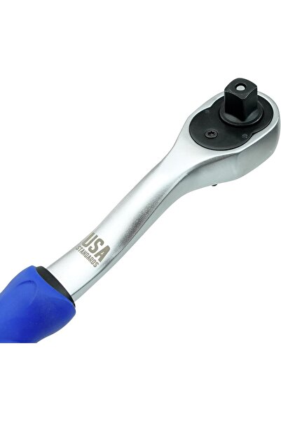 VTOOLS 3/8-Inch Drive Ratchet, 72 Teeth, Quick Release, Chrome Vanadium Steel, Blue, VT2218
