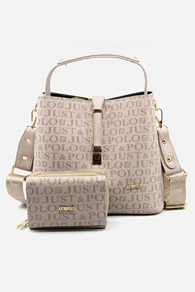 Just Polo 3-Compartment Women's Hand and Shoulder Bag and Wallet Combination with Lock Detail