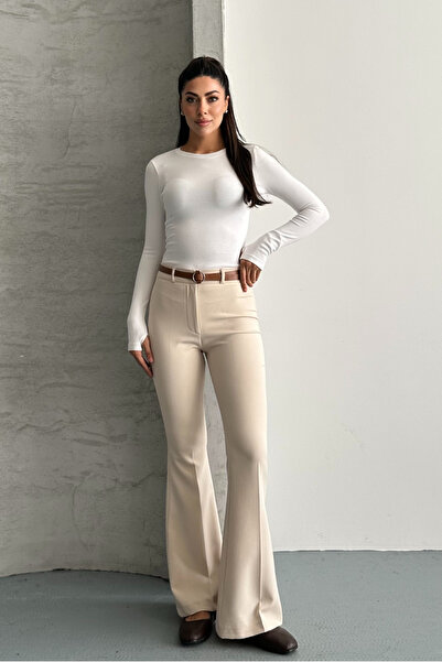 macharel jeans Women's High Waist Flared Belted Palazzo Pants