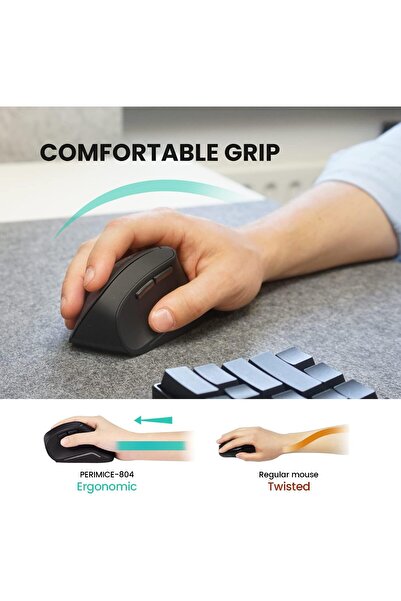 Perixx PERIMICE-804 Bluetooth Vertical Mouse - Black