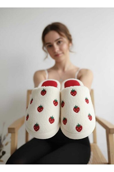 Miracle Women's Plush Strawberry House Slippers Guest Slippers Bundle Slippers