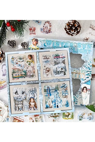 Mona Craftist 5 Sayfa 25 Adet Şeffaf Kış Temalı Sticker Seti Scrapbook Bullet...